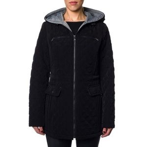 Laundry By Design Hooded Quilted Anorak Black Jacket